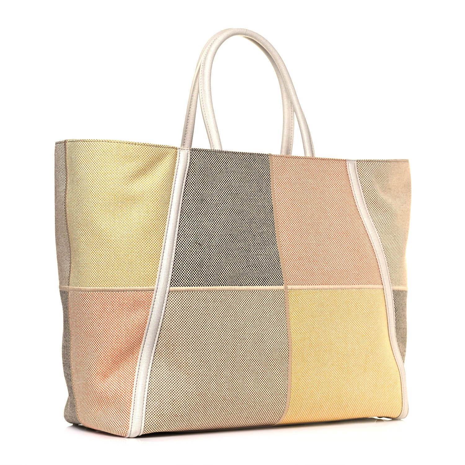 Fendi Canvas Vitello Elite Large 2Jours Tote Latte Multicolor 2 of 22