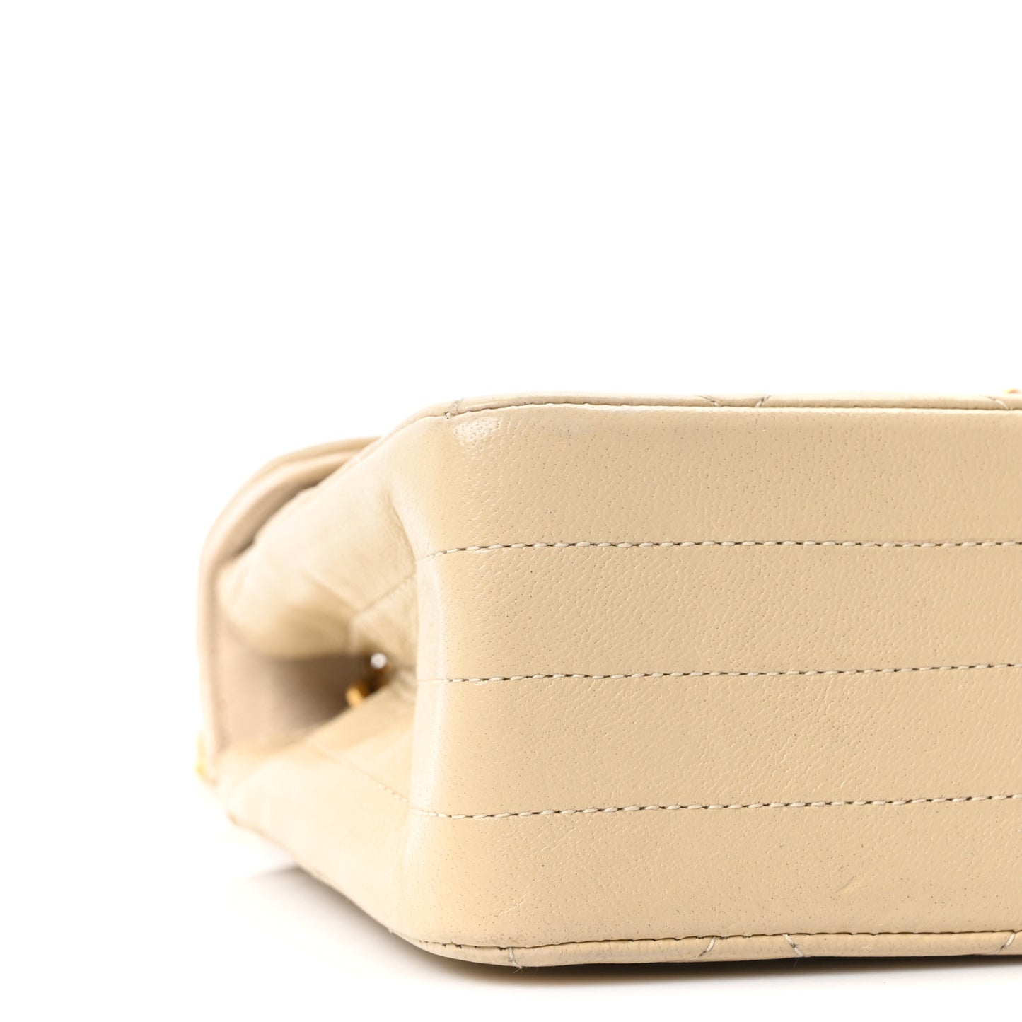 Lambskin Quilted Small Single Flap Beige