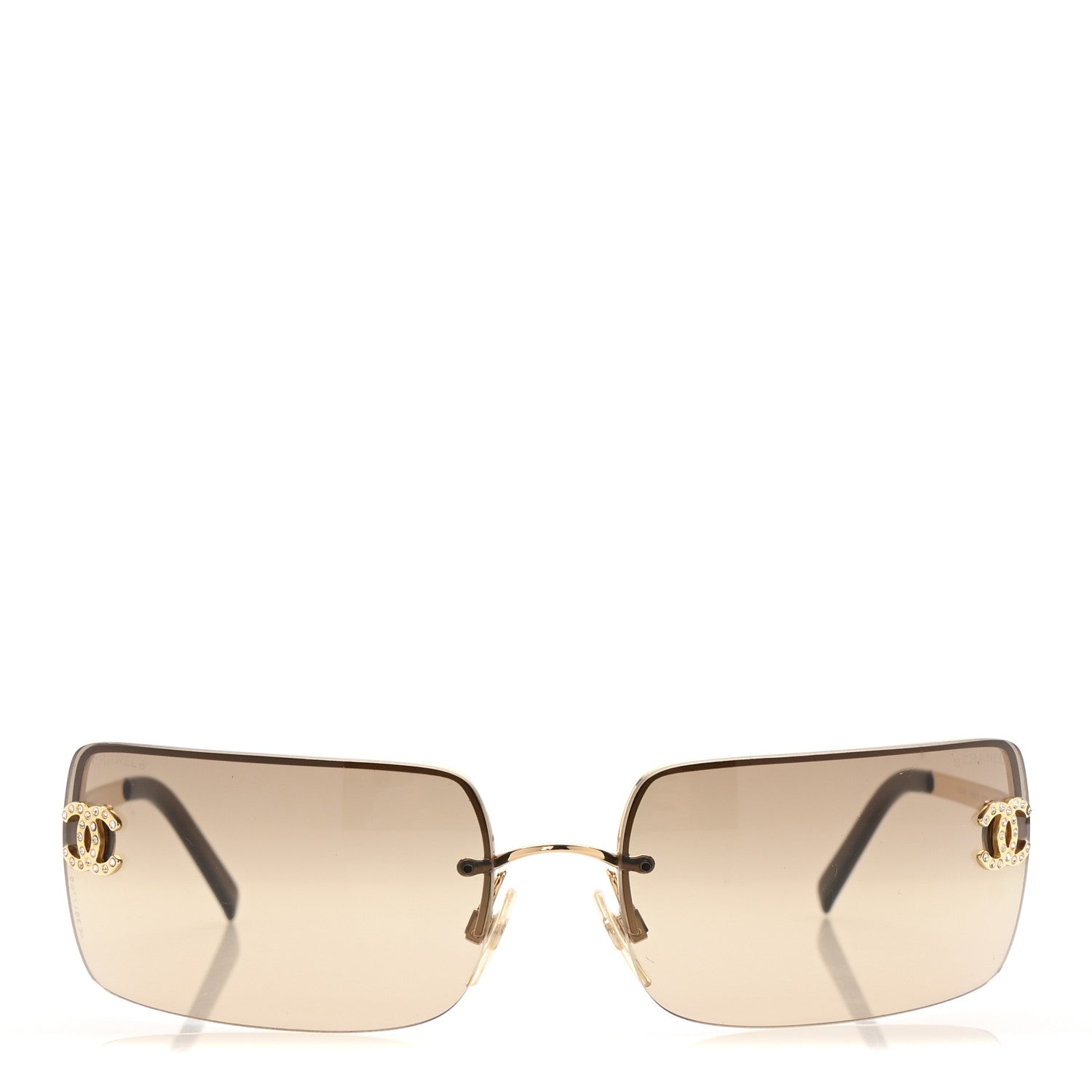 Chanel Crystal CC Logo Sunglasses 4104-B Gold 2 of 7