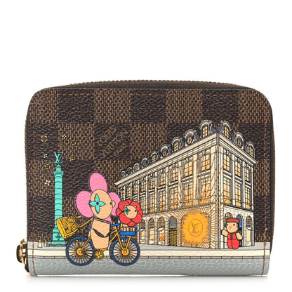 Louis Vuitton Damier Ebene 2022 Christmas Animation Paris Zippy Coin Purse Pink 1 of 8