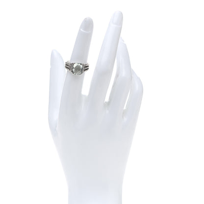 David Yurman Sterling Silver Diamond Prasiolite 10mm Petite Wheaton Ring 52 6 2 of 5