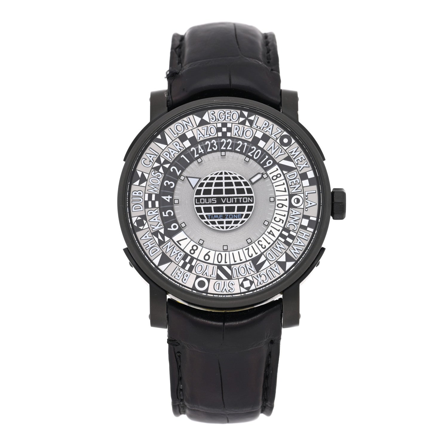 Louis Vuitton Stainless Steel Alligator 39mm Escale Time Zone Automatic Watch Grey 1 of 4