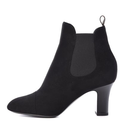 Louis Vuitton Suede Monogram Uniformes Cap Toe Chelsea 75mm Ankle Boots 38 Black 1 of 10