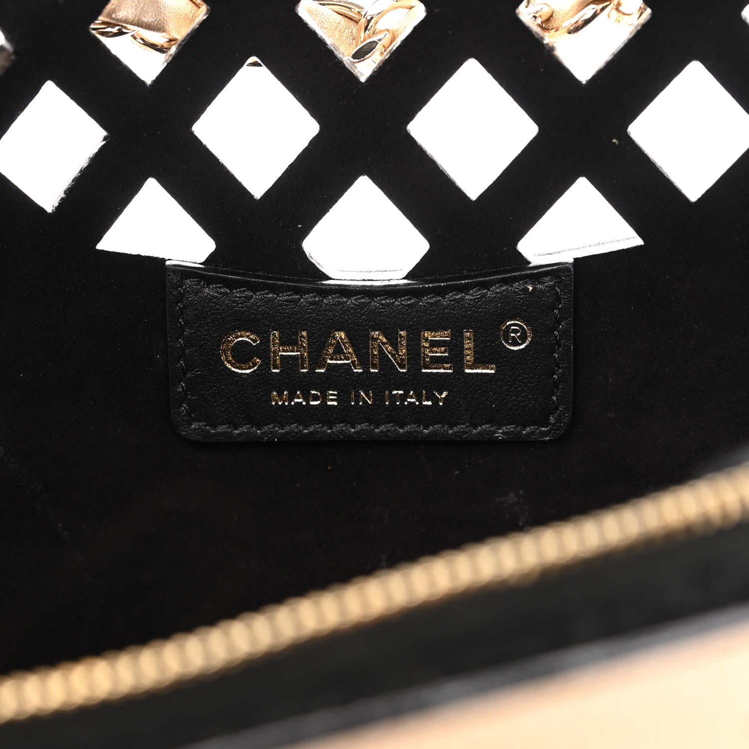 Chanel Metallic Lambskin Sea Through Flap Gold Black 8 of 12