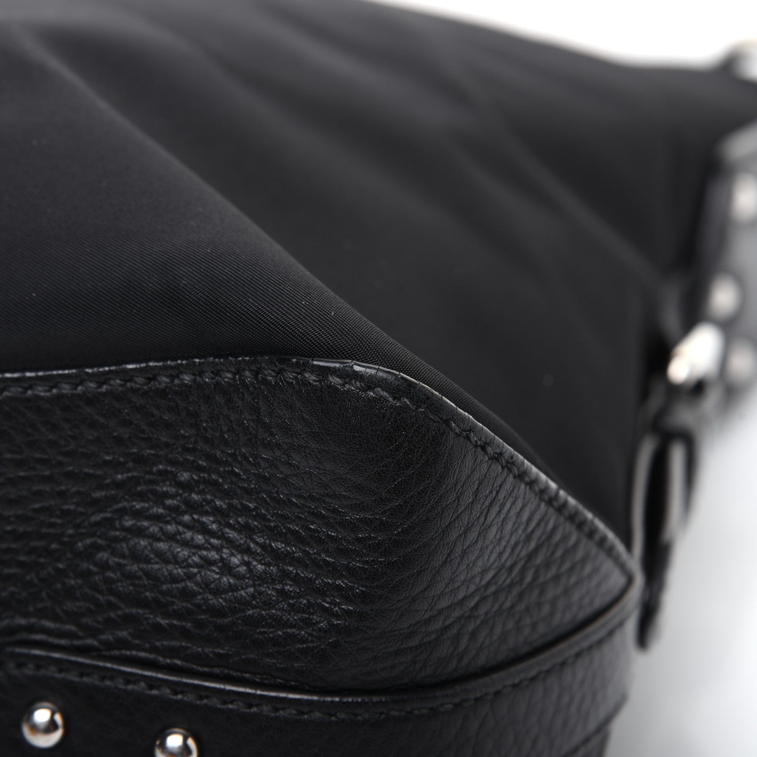 Prada Tessuto Nylon Calfskin Hobo Black 12 of 25