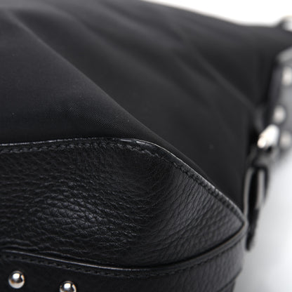 Prada Tessuto Nylon Calfskin Hobo Black 12 of 25
