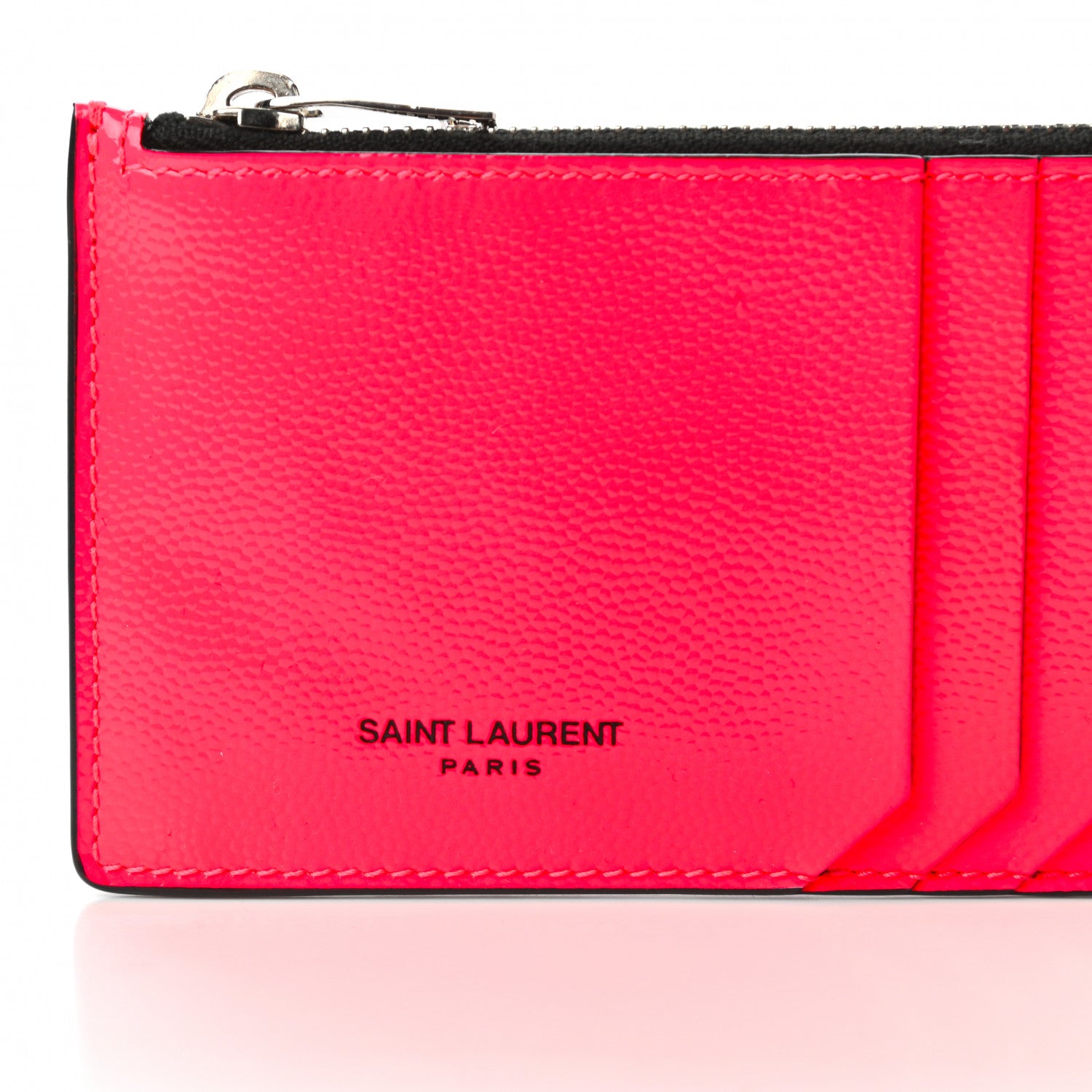 Saint Laurent Patent Grain de Poudre 5 Fragments Zip Pouch Card Holder Neon Pink 10 of 11