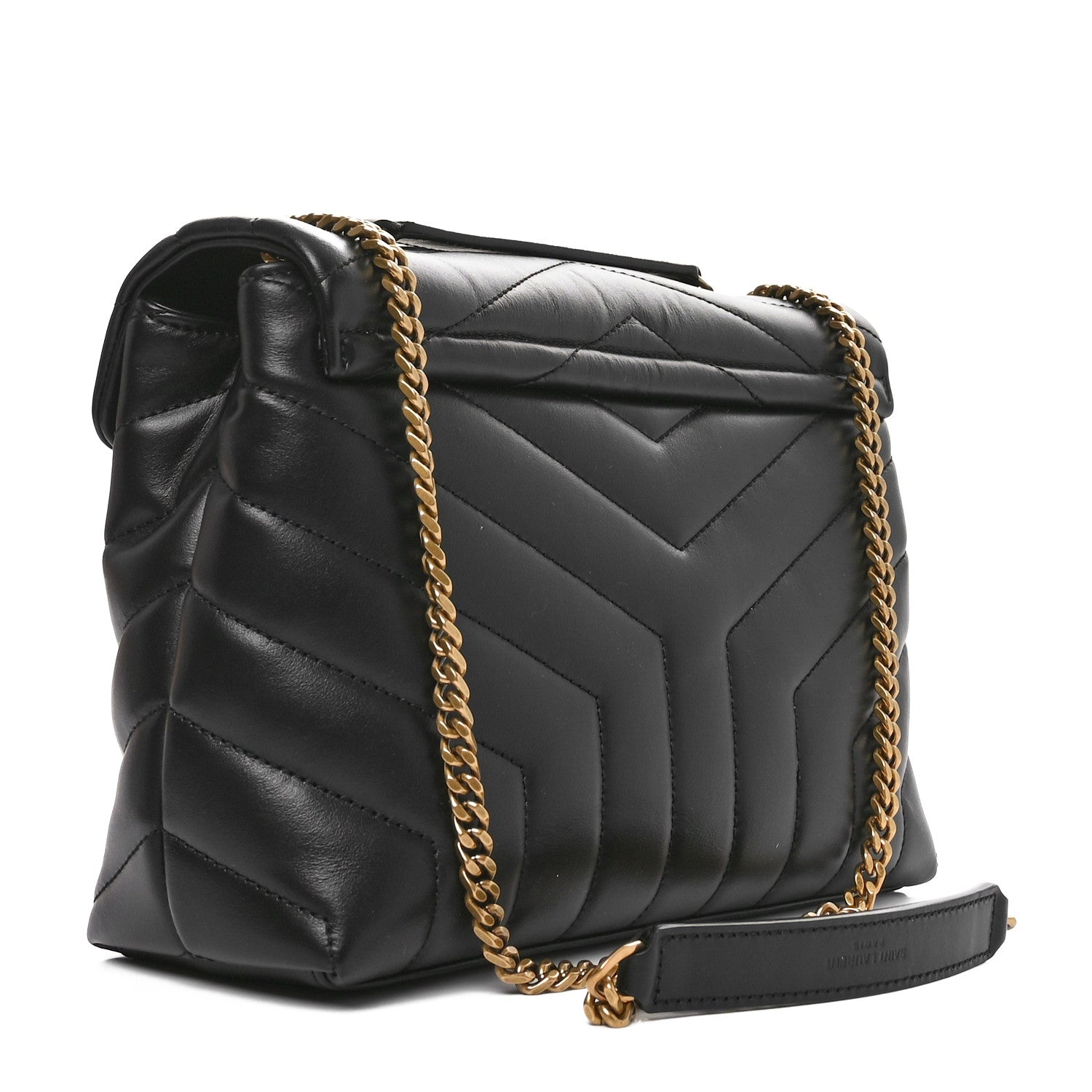 Saint Laurent Calfskin Y Quilted Monogram Small Loulou Chain Satchel Black 3 of 10
