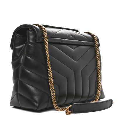 Saint Laurent Calfskin Y Quilted Monogram Small Loulou Chain Satchel Black 3 of 10