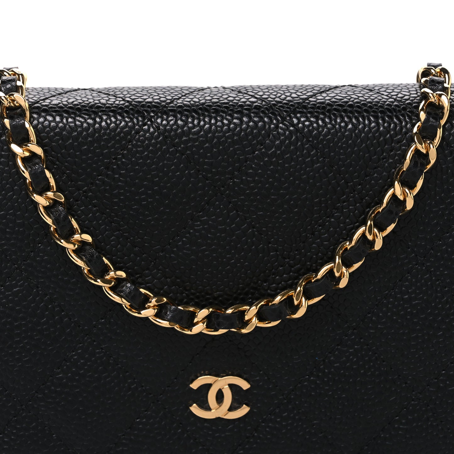 Caviar Quilted Wallet on Chain WOC Black