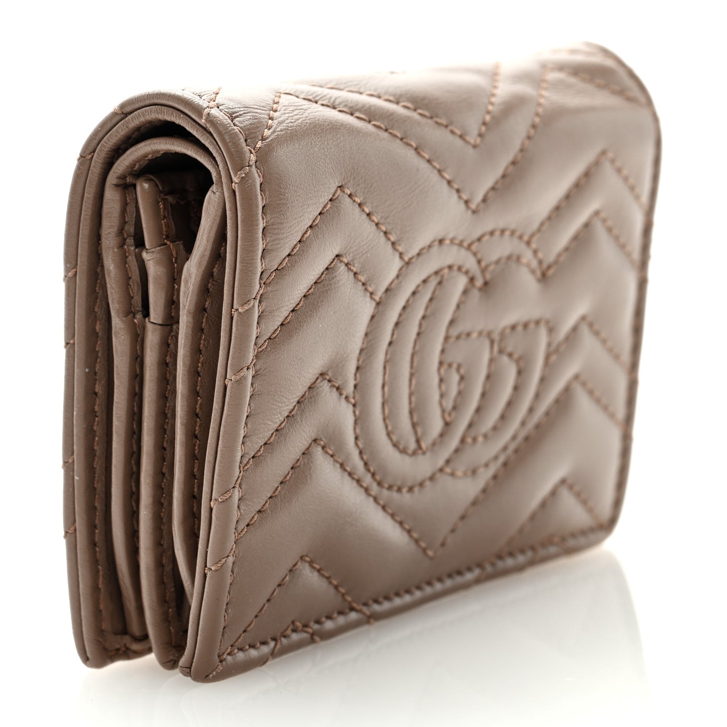 Calfskin Matelasse GG Marmont Card Case Wallet Porcelain Rose