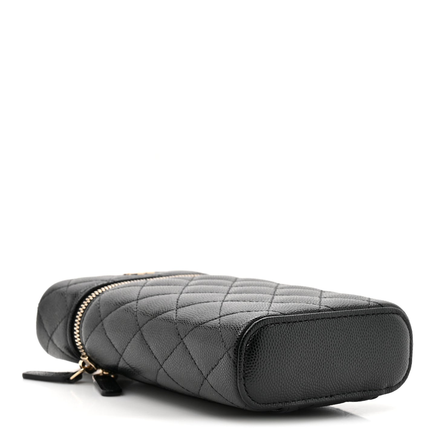 Caviar Quilted Phone Holder With Chain Black