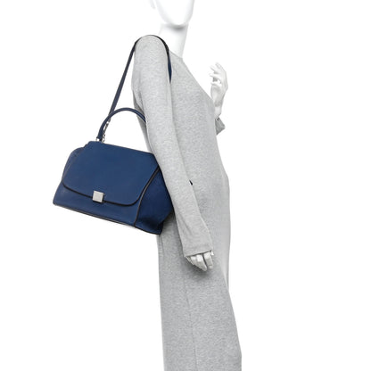 Celine Drummed Calfskin Suede Small Trapeze Indigo 2 of 10