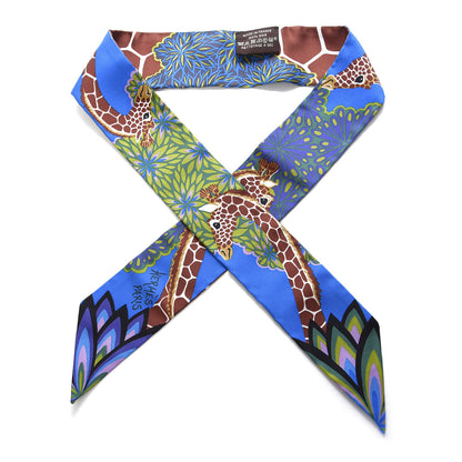 Hermes Silk The Three Graces Twilly Bleu Vert Marron 1 of 3