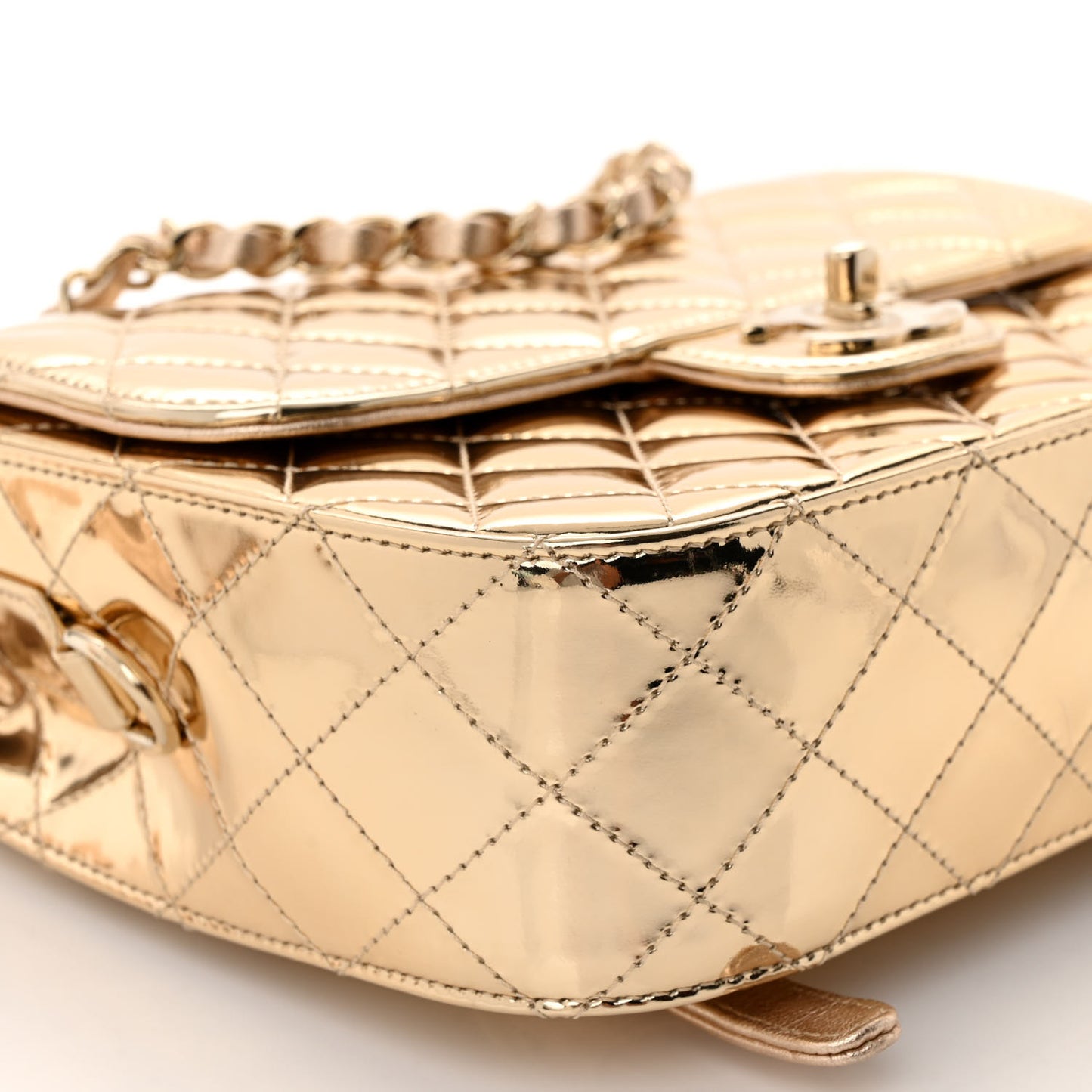 Mirror Calfskin Metallic Calfskin Quilted Hollywood Boulevard Backpack With Coin Purse Gold