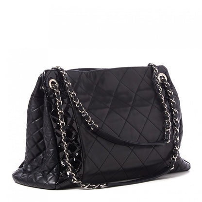 Chanel Lambskin Patent Quilted CC Shopping Tote Black 2 of 9