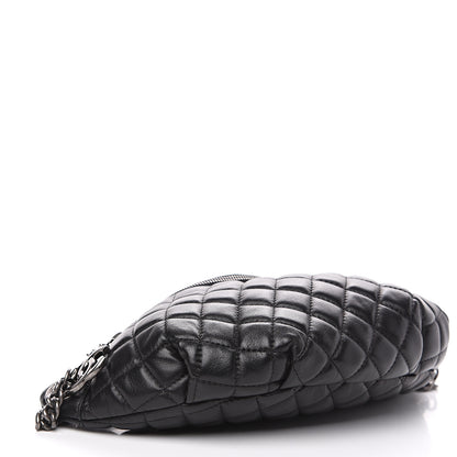 Chanel Lambskin Quilted Banane Waist Bag Fanny Pack Black 3 of 8
