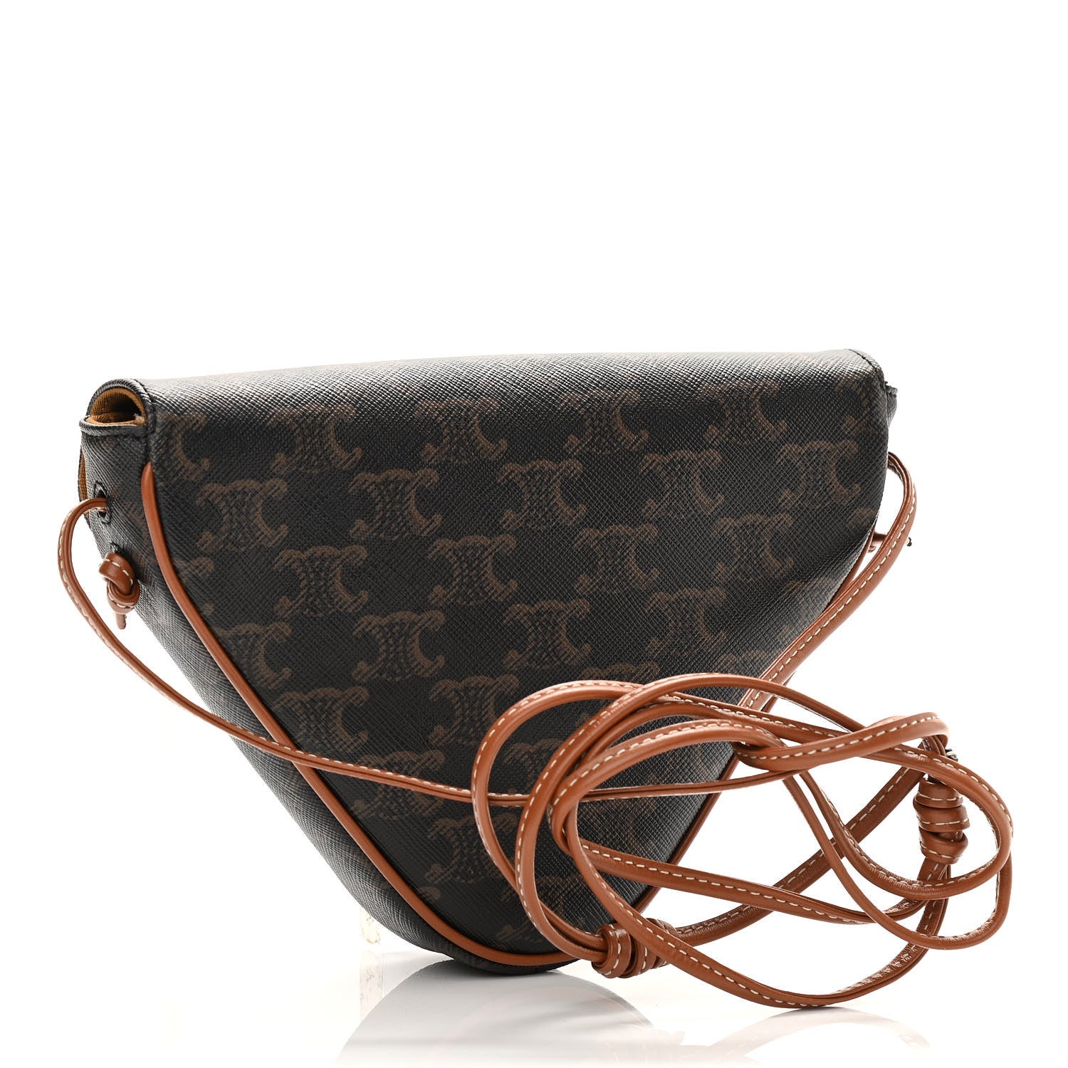Celine Triomphe Canvas Triangle Crossbody Bag Tan 4 of 11