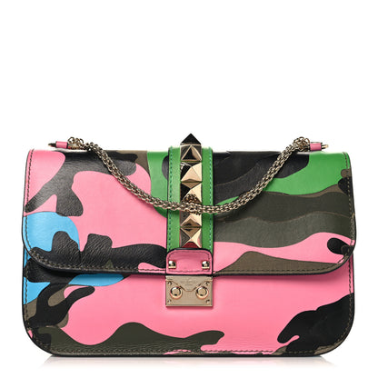 Valentino Garavani Nappa Canvas Camouflage Medium Glam Lock Rockstud Flap Multicolor 1 of 10