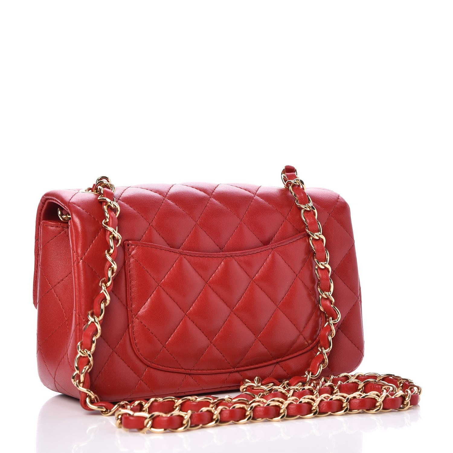 Chanel Lambskin Quilted Mini Rectangular Flap Red 3 of 8