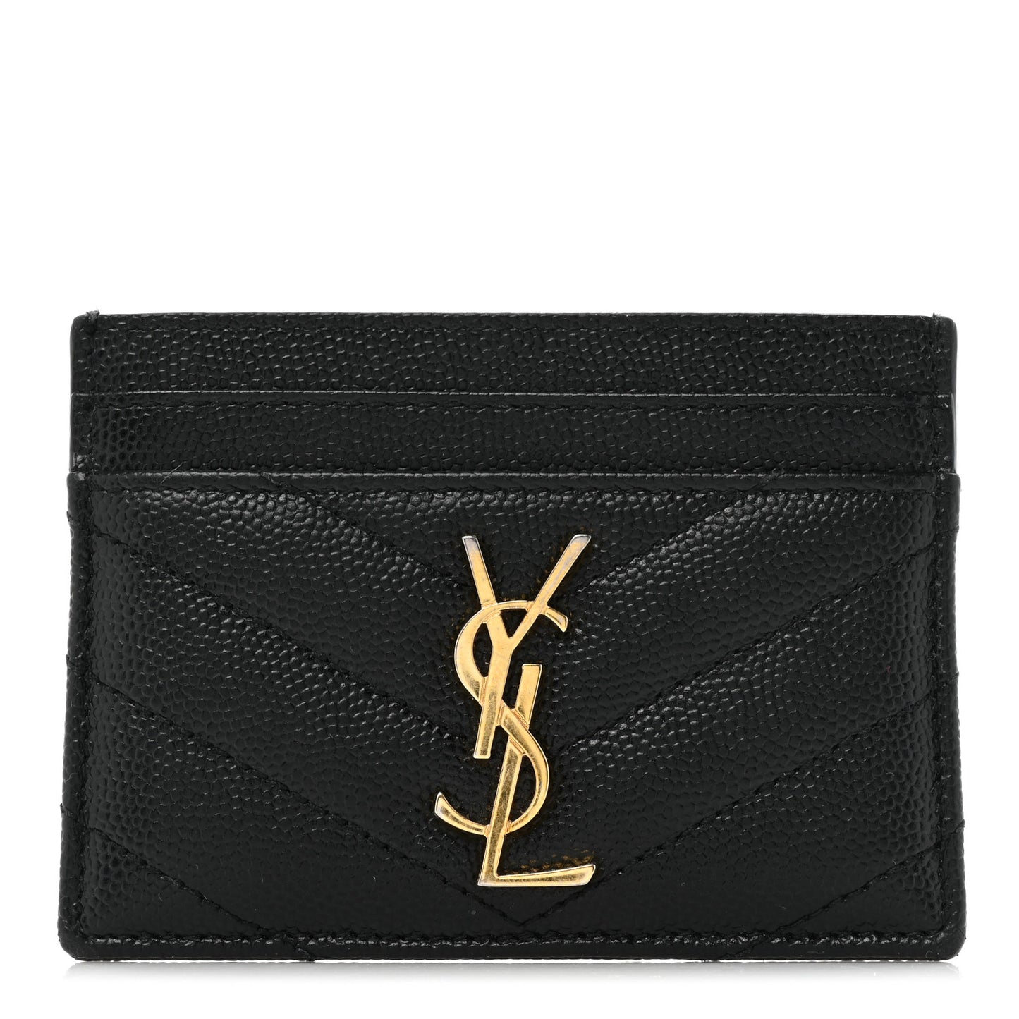 Grain De Poudre Matelasse Chevron Monogram Credit Card Case Black