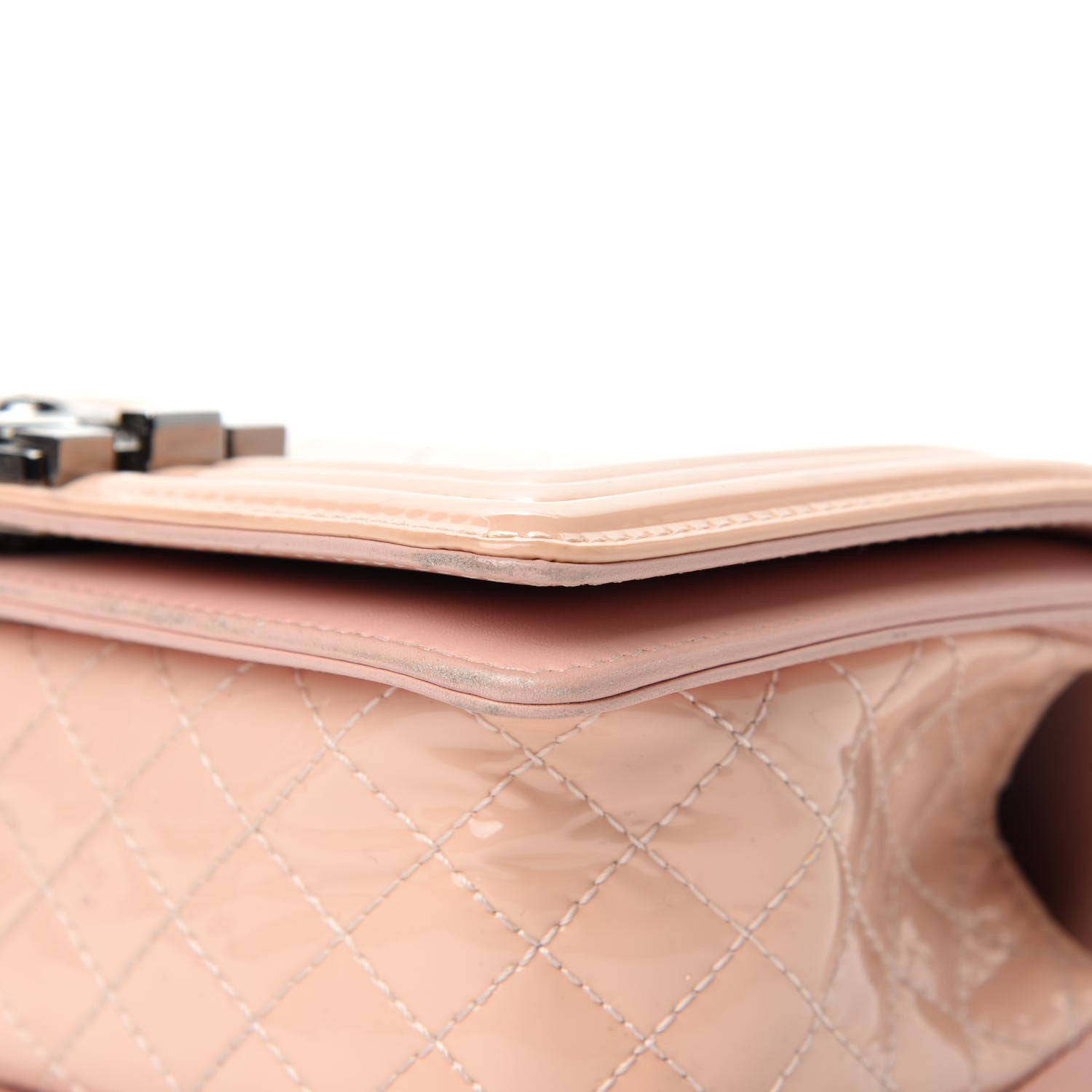 Chanel Patent Chevron Quilted Medium Boy Flap Light Pink 9 of 18