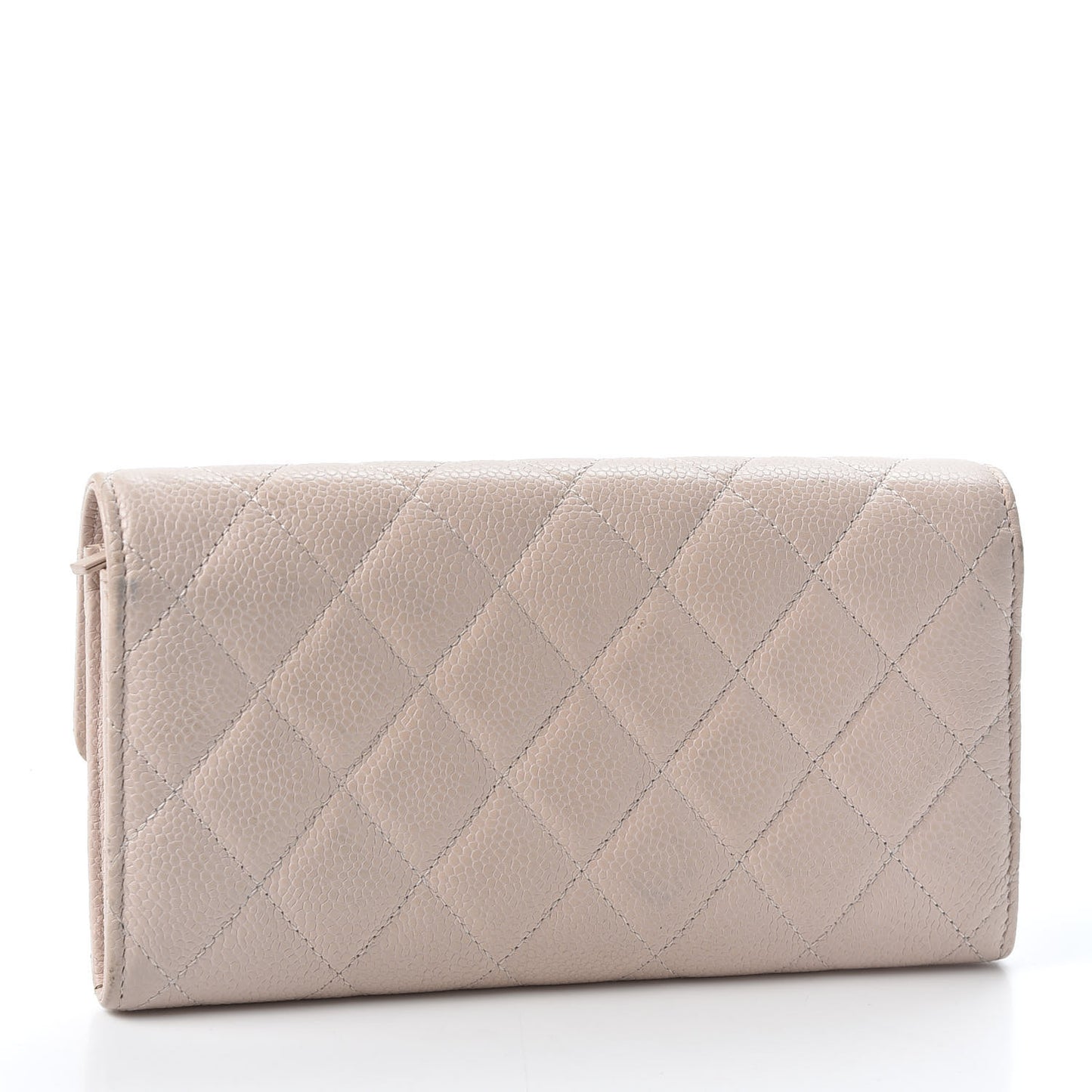 Caviar Quilted Large Gusset Flap Wallet Pink
