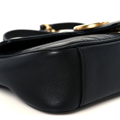Gucci Calfskin Matelasse Small GG Marmont Shoulder Bag Black 10 of 11