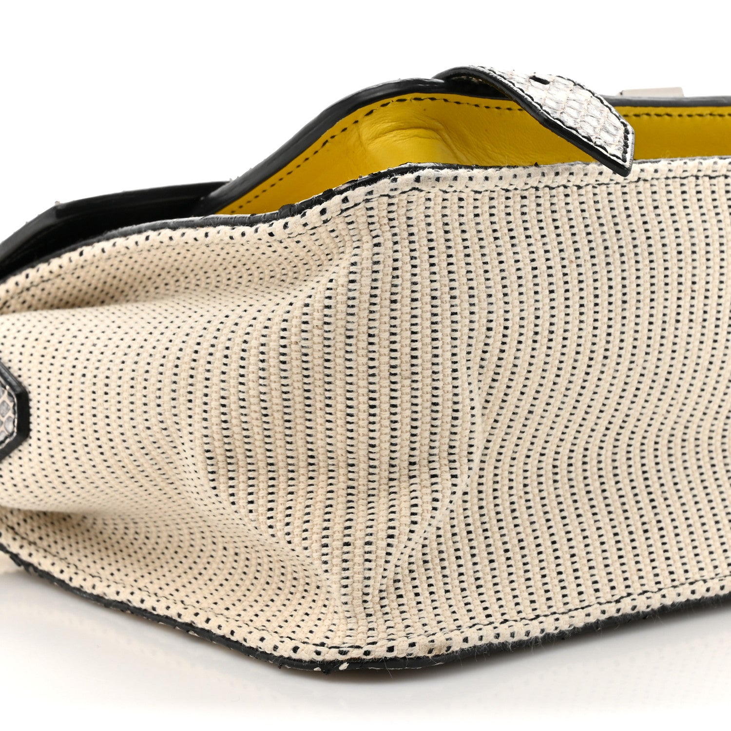 Proenza Schouler Lambskin Snakeskin Canvas Tiny PS1 Satchel Grey Yellow 10 of 10