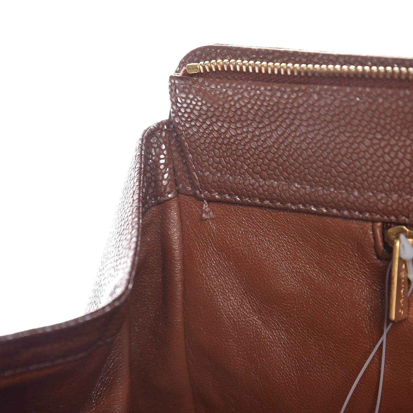 Metallic Caviar Quilted Shopping Tote Brown
