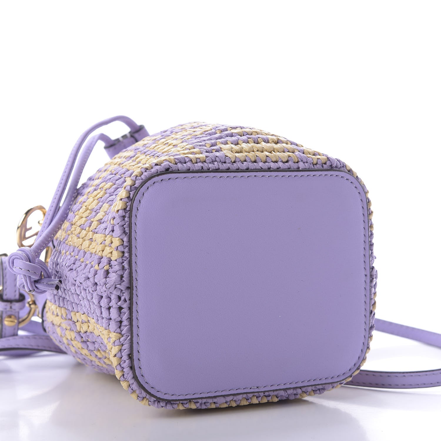 Fendi Raffia Vitello Seta F is Fendi FF Woven Mini Mon Tresor Bucket Bag Anemone Natural 4 of 9