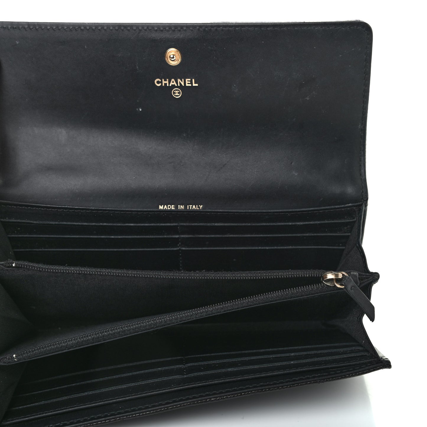 Caviar Quilted Long Boy Flap Wallet Black