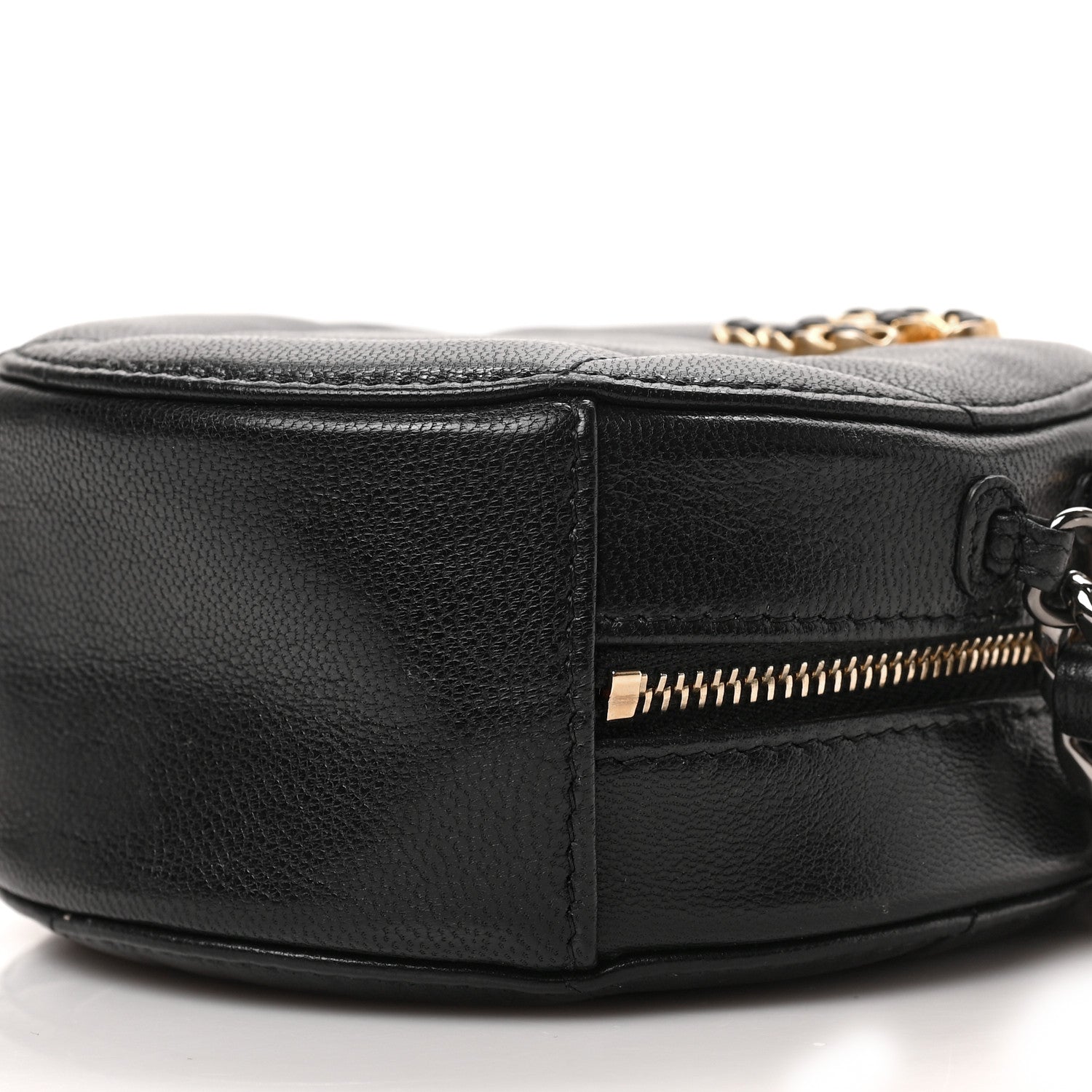 Chanel Shiny Goatskin Quilted Chanel 19 Round Clutch With Chain Black 11 of 11