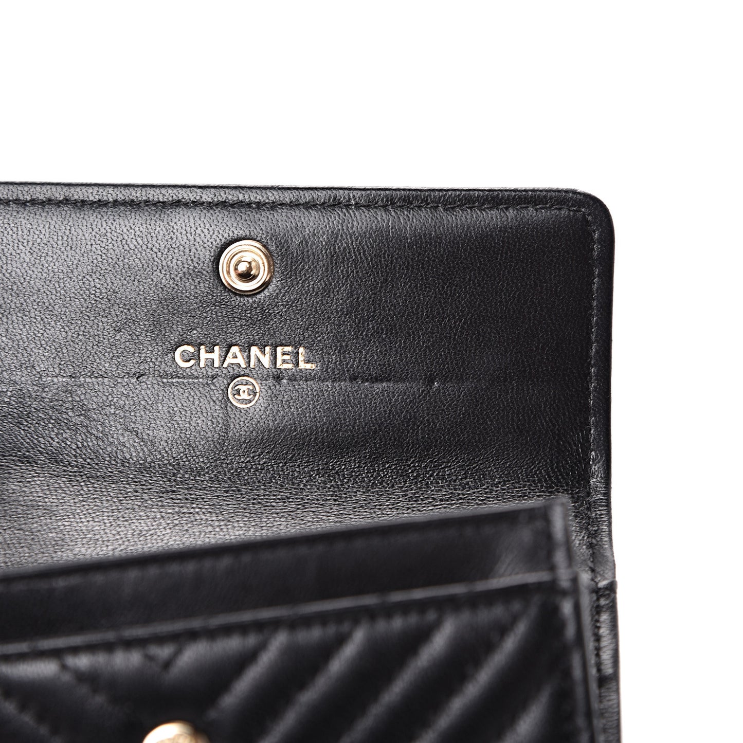 Lambskin Chevron Quilted Boy Card Holder Wallet Black