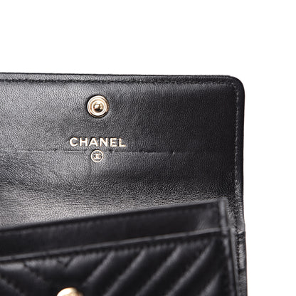 Chanel Lambskin Chevron Quilted Boy Card Holder Wallet Black 8 of 13
