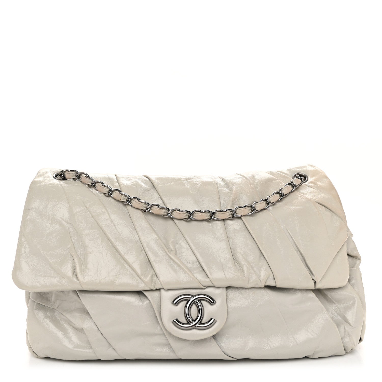 Chanel Glazed Calfskin Twisted Maxi Flap Light Grey 1 of 12