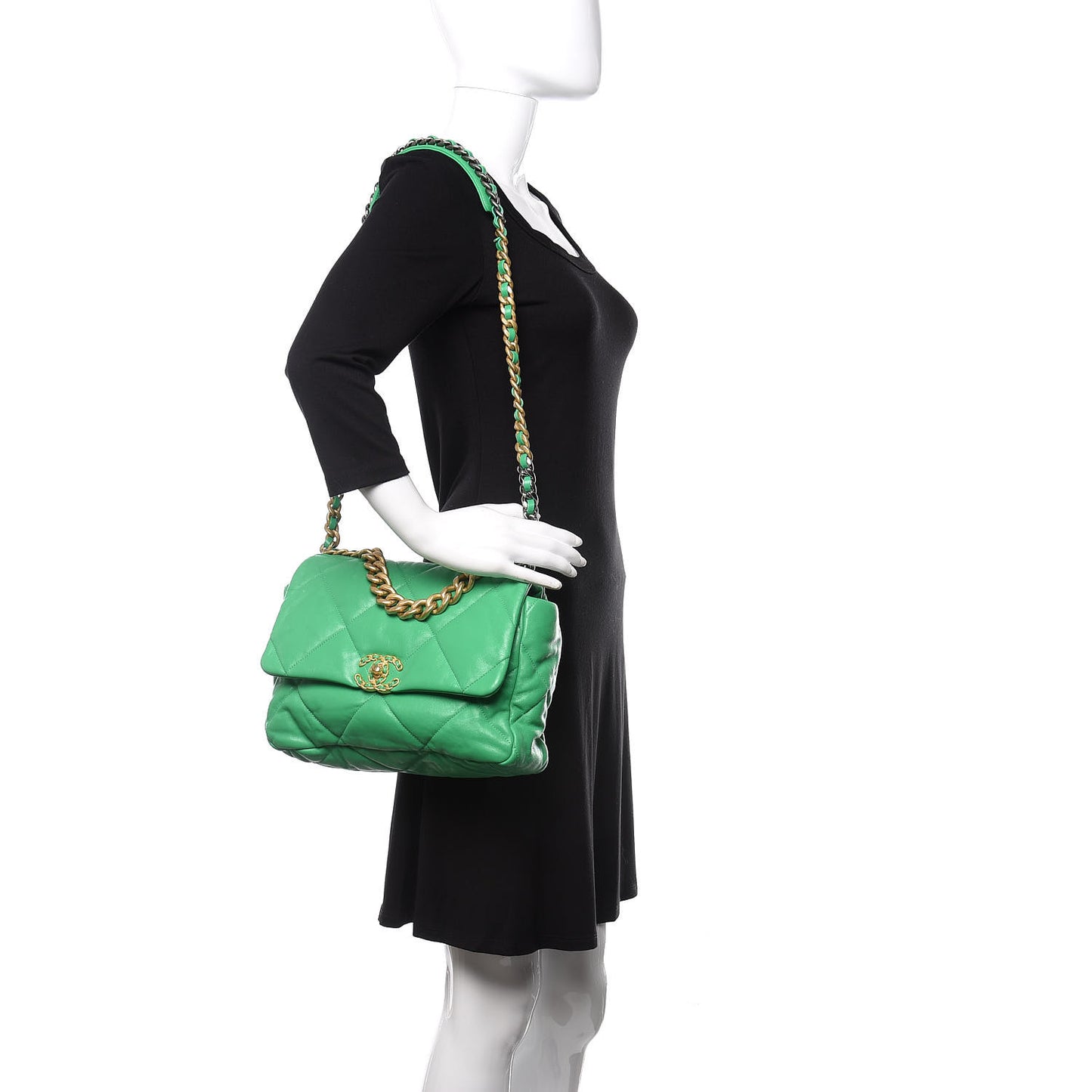Goatskin Quilted Large 19 Flap Green