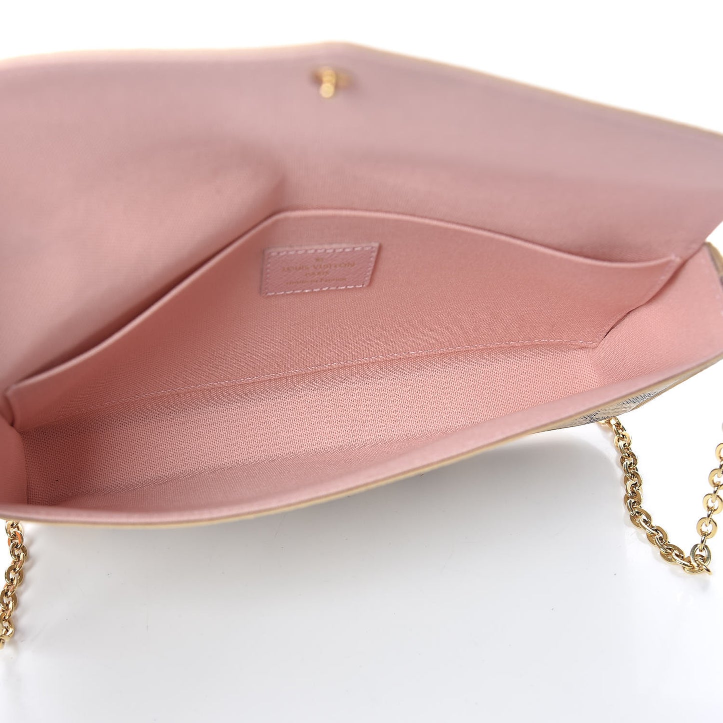 Damier Azur Pochette Felicie Chain Wallet Rose Ballerine