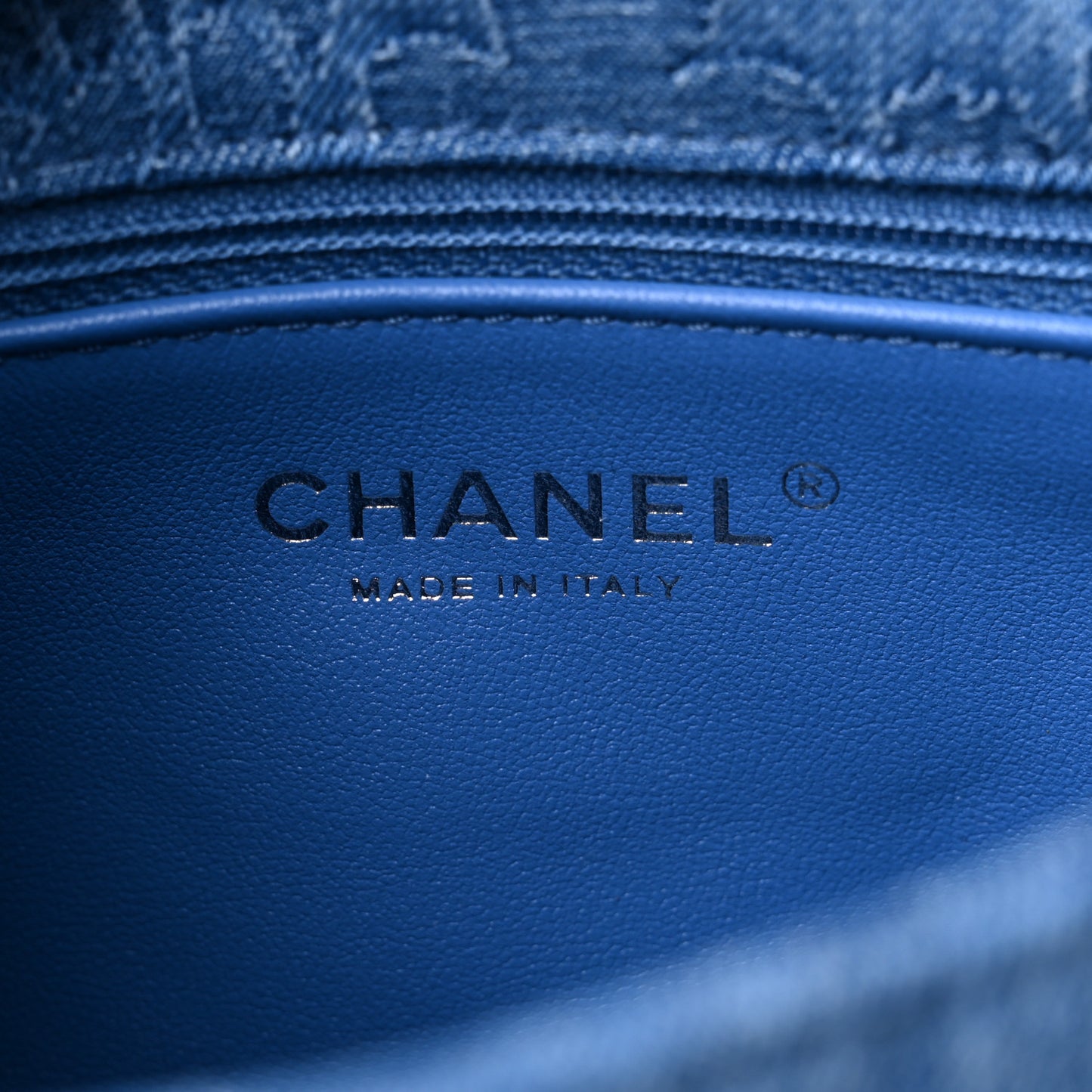 Denim Quilted Camellia Sweetheart Mini Flap Blue