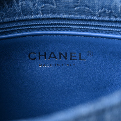 Chanel Denim Quilted Camellia Sweetheart Mini Flap Blue 6 of 9