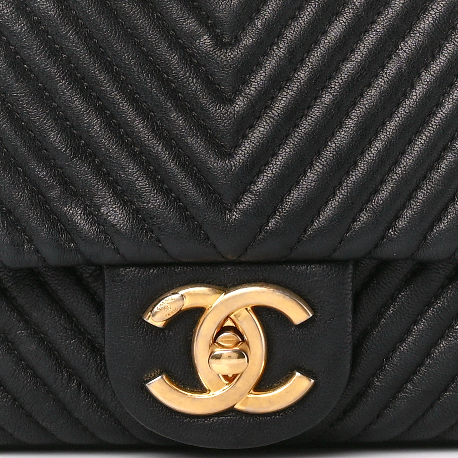 Chanel Calfskin Chevron Quilted Medium Surpique Flap Black 9 of 12