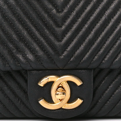 Chanel Calfskin Chevron Quilted Medium Surpique Flap Black 9 of 12