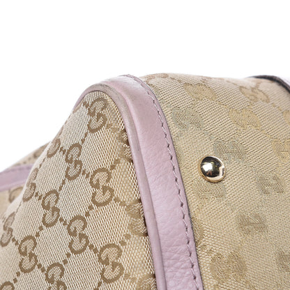 Gucci Monogram Selleria Calfskin Vintage Web Medium Boston New Sand Lilas 13 of 15