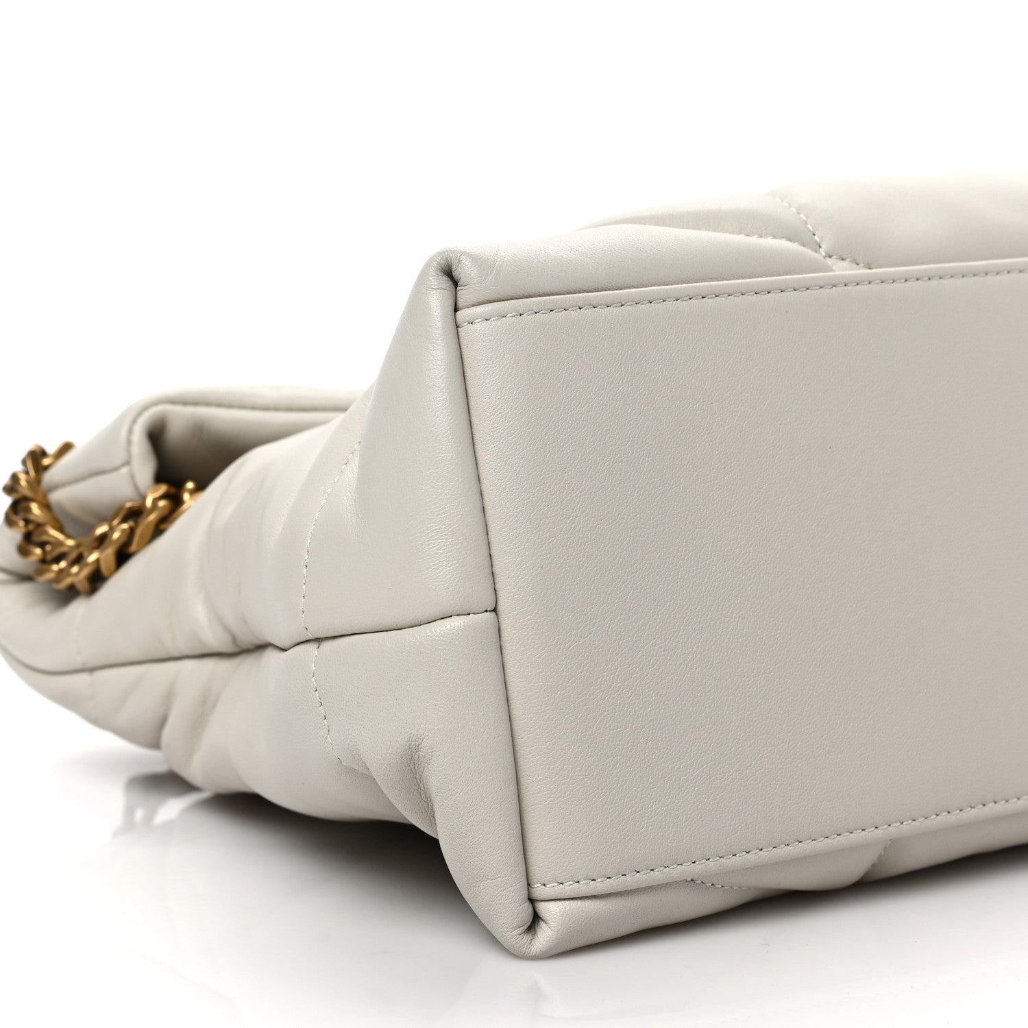 Saint Laurent Lambskin Quilted Medium Loulou Puffer Monogram Chain Satchel Crema Soft 7 of 8