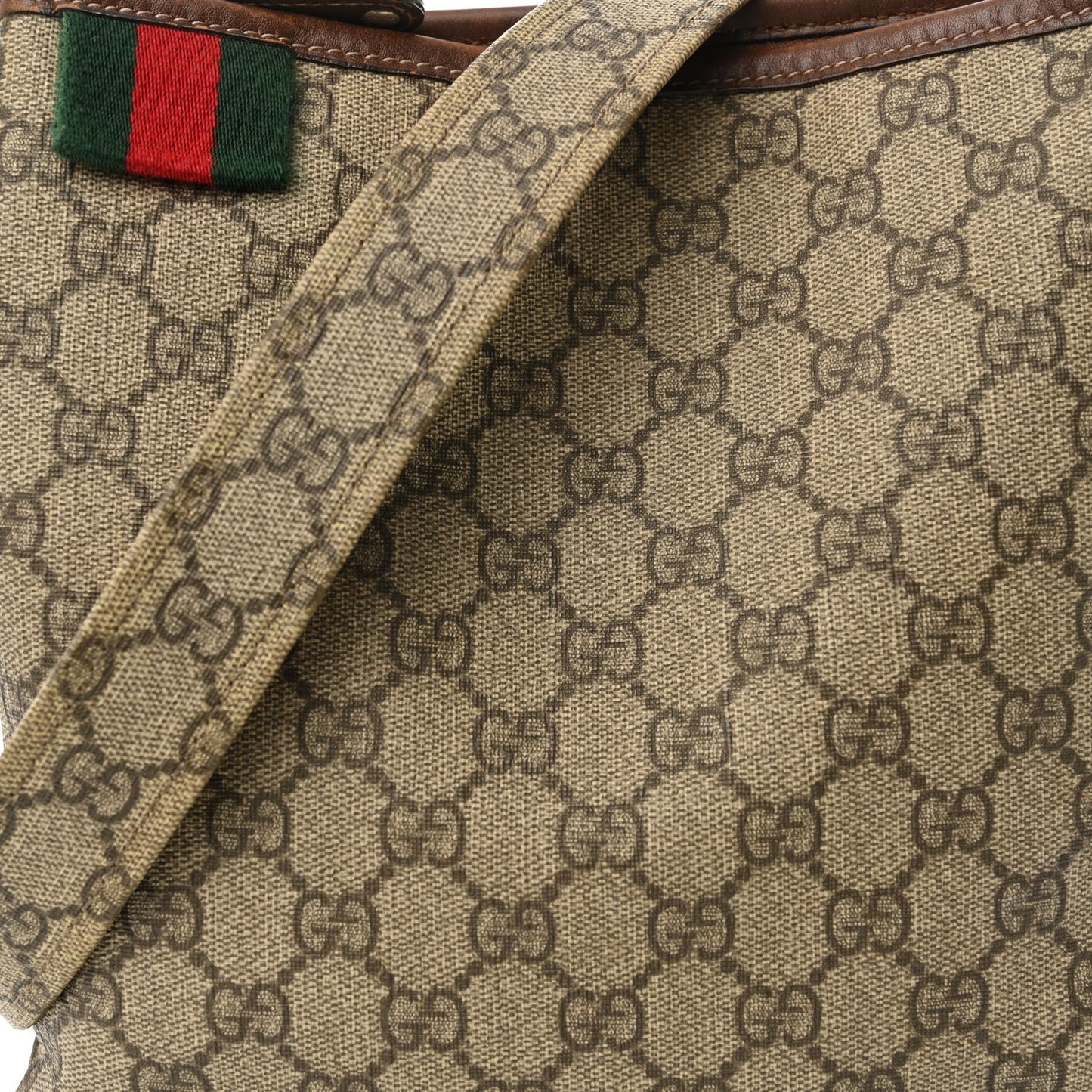 GG Plus Monogram Signature Web Loop Messenger Brown