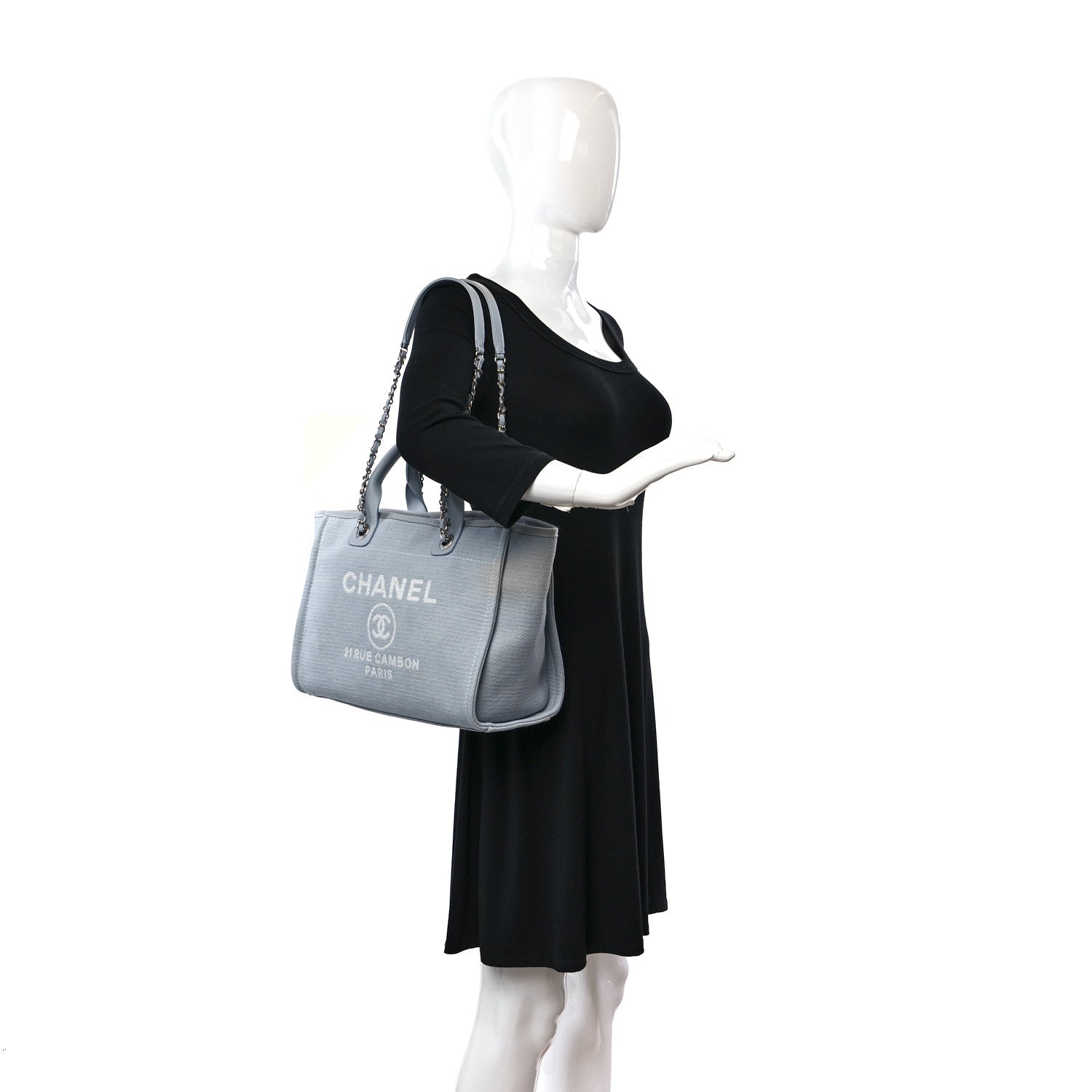 Chanel Mixed Fibers Small Deauville Tote Grey 2 of 10