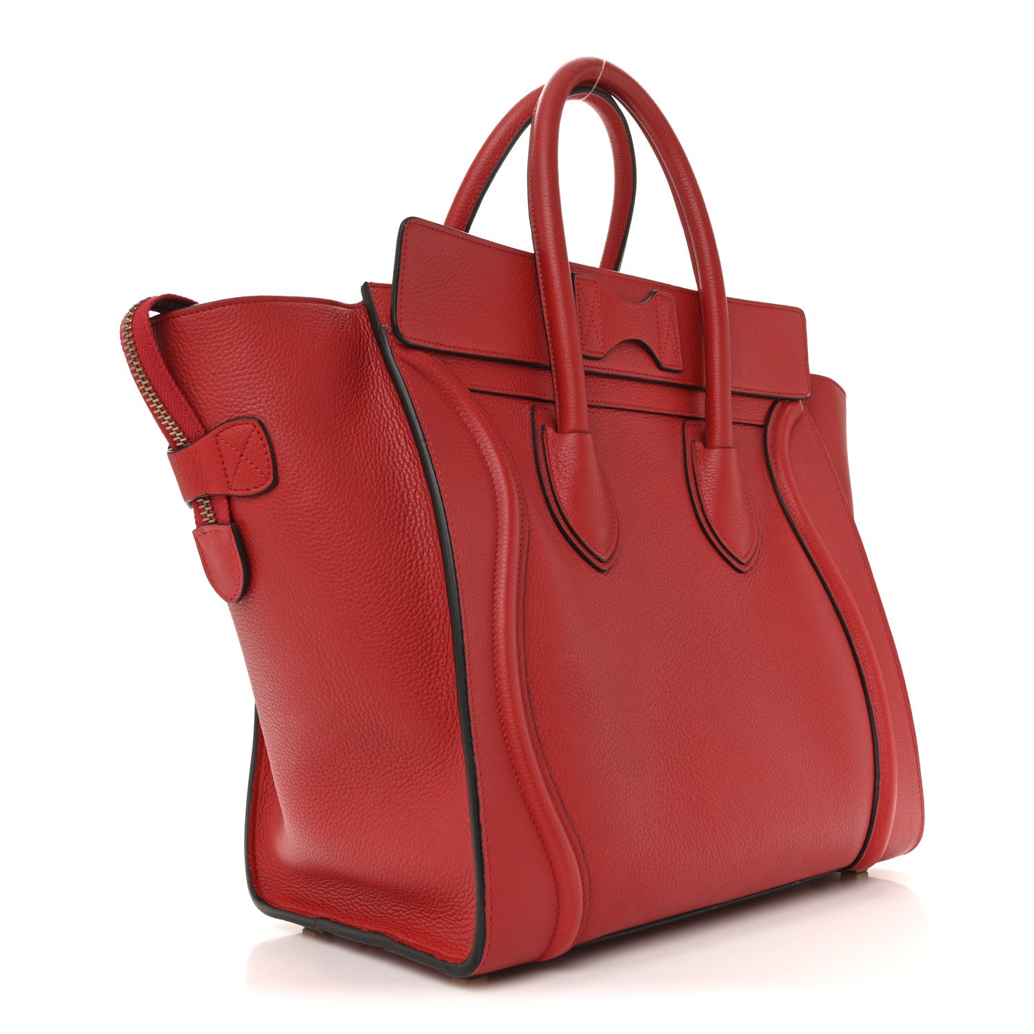 Celine Drummed Calfskin Mini Luggage Coquelicot 3 of 13