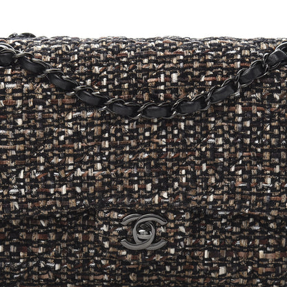 Chanel Tweed Quilted Medium Double Flap Brown 10 of 11