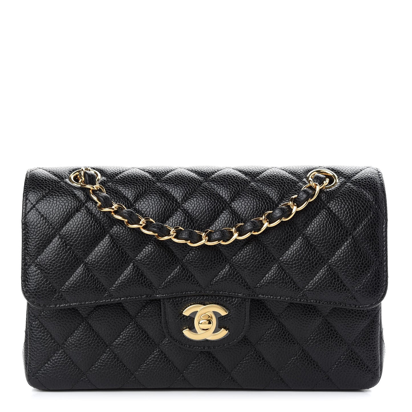 Caviar Quilted Small Double Flap Black