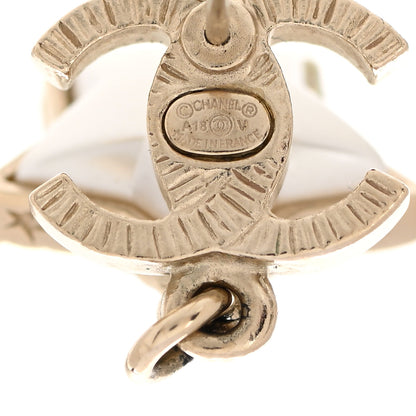 Chanel Metal Resin Pearl Star CC Drop Earrings Gold 4 of 5